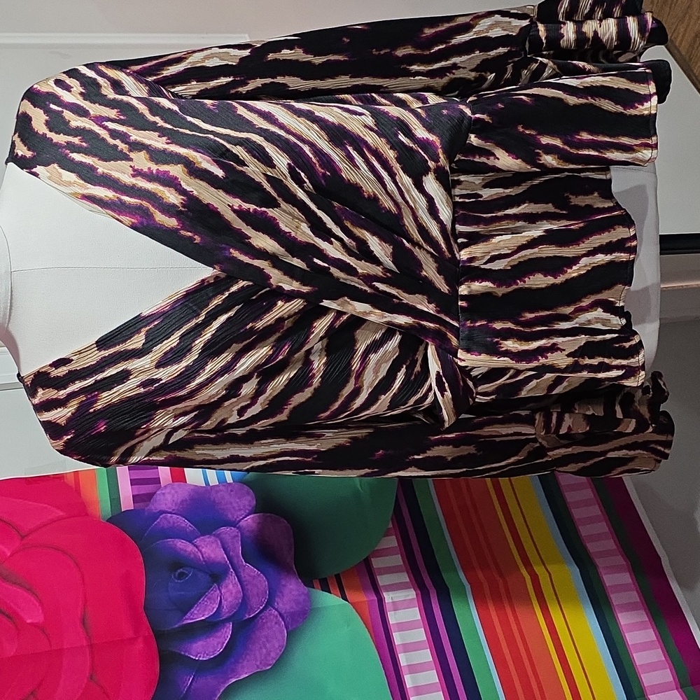 Sofia Vergara Chic Zebra Print Wrap Blouse NWT